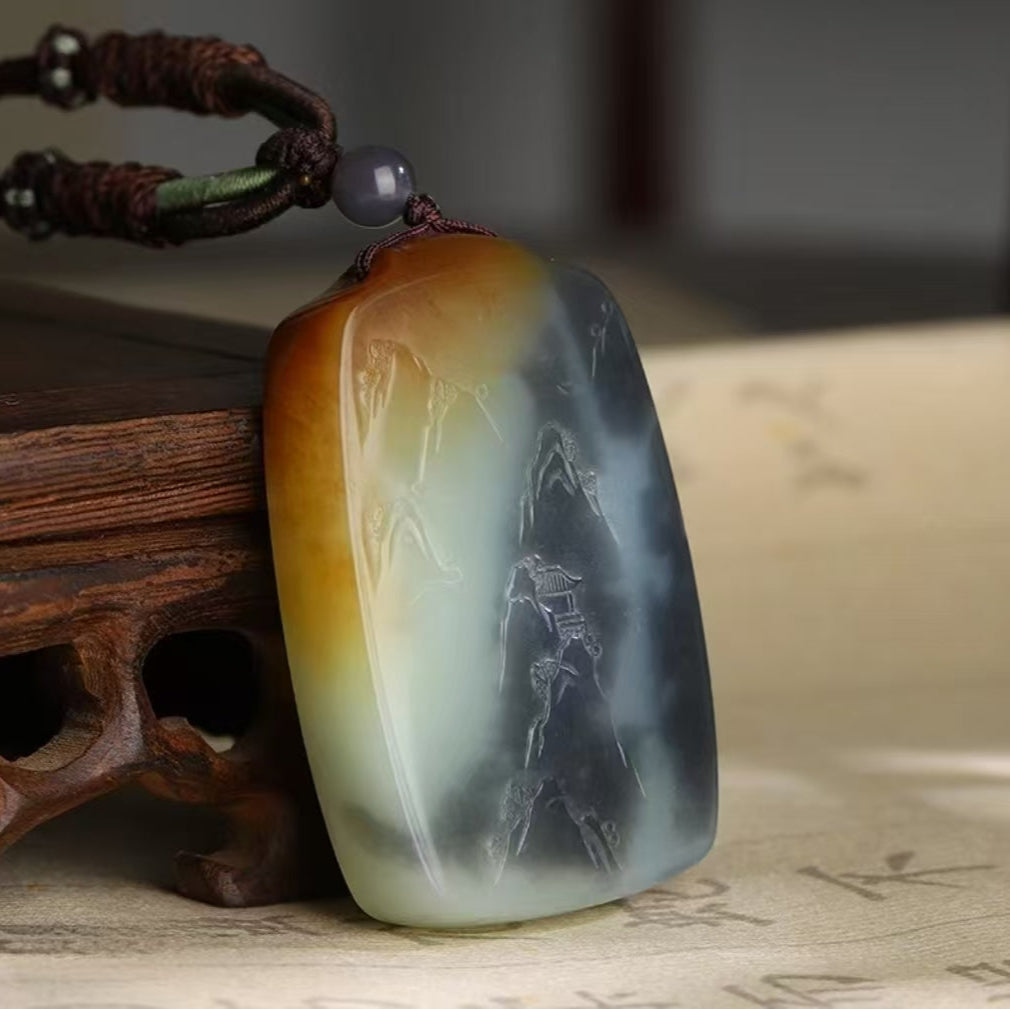 Hetian jade seed material pendant