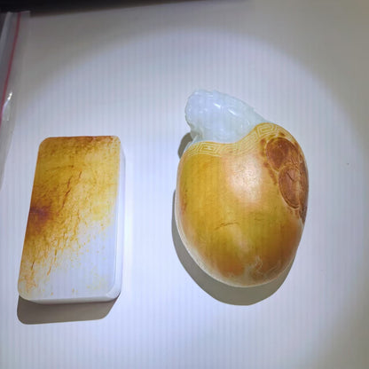 Hetian jade seed material pendant set